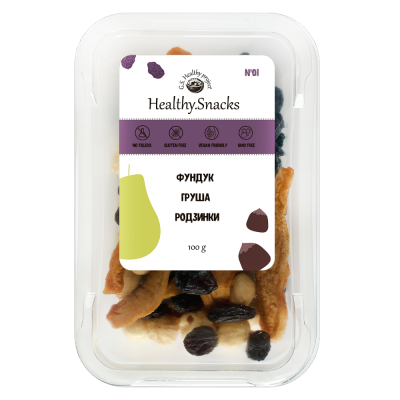 Healthy Snacks Фундук +Груша +Родзинки 100г