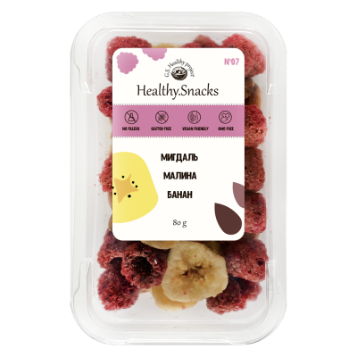 Healthy Snacks Мигдаль +Банан +Малина 80г